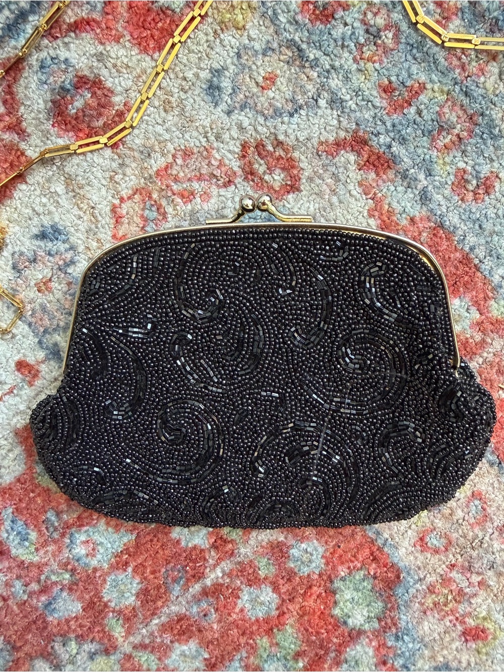 Vintage Beaded Black Evening Clutch